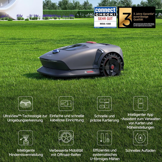 MOVA 1000 Mähroboter 1000 m², 3D-LiDAR & App-Steuerungf