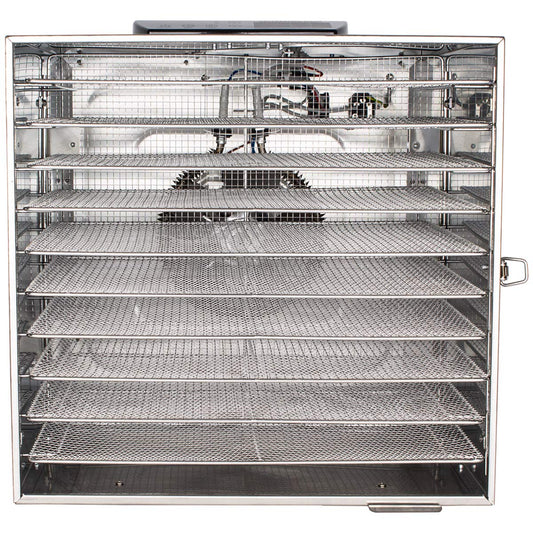 Beeketal 'BDA-15' Dörrautomat aus Edelstahl mit 10 Etagen, Zeitschaltuhr (max. 24h), einstellbarer Temperatur (30-90 °C) und LED Bedienfeld - Profi Gastro Dörrgerät inkl. 10 Einlegegitterw