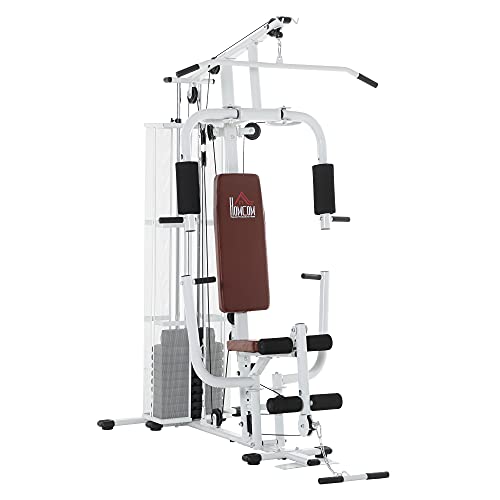 HOMCOM Multistation: Kraftstation mit Latzug, Butterfly & 45 kg Gewichtenl