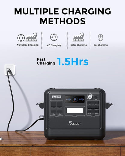 FOSSiBOT F2400 Solargenerator 2048Wh, 400W Solar, 2400W AC, Schnellladungf