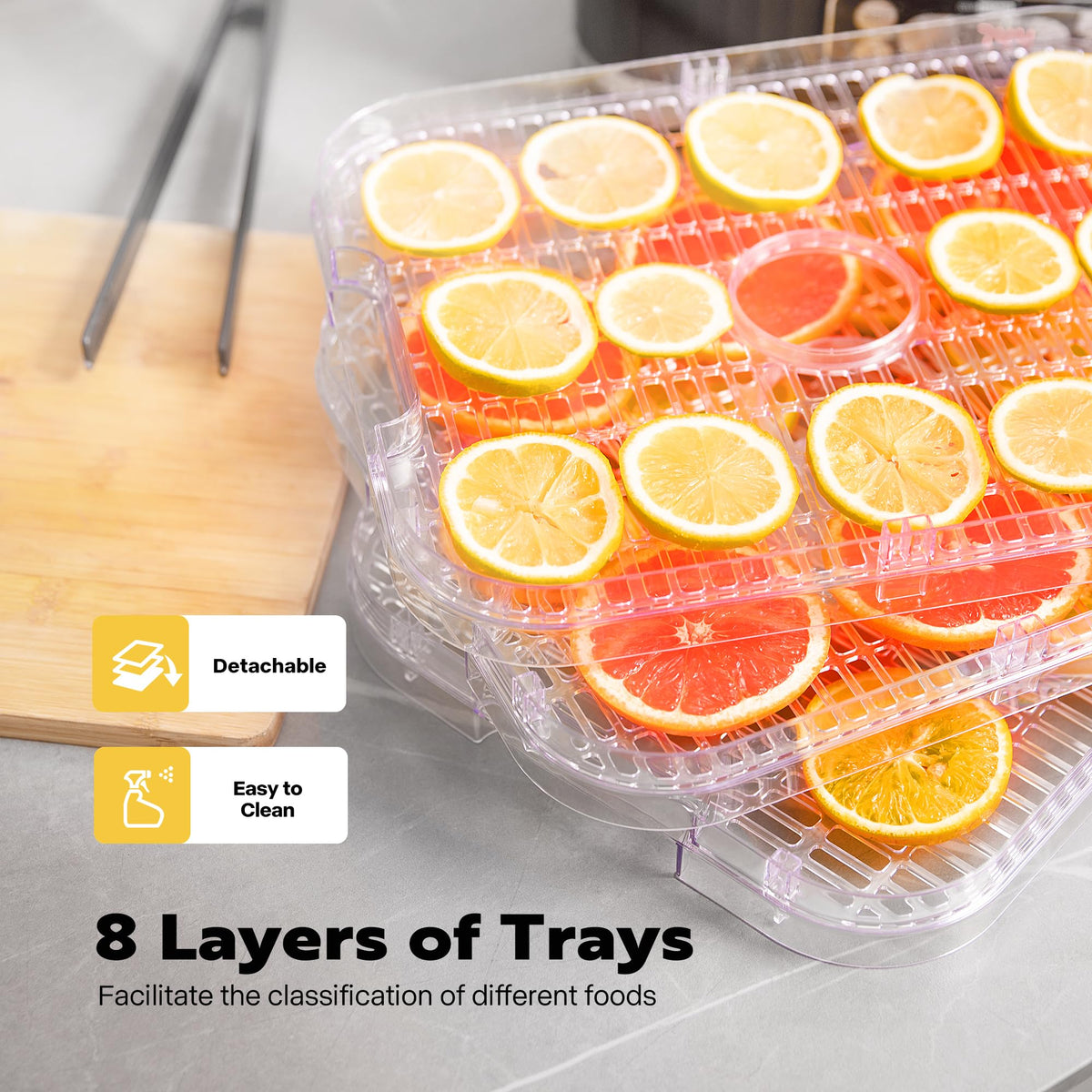 VIVOHOME Dörrautomat mit 8 Einlegefächern 400W BPA frei Dörrgerät mit Temperaturregler von 35°C bis 70°C inkl.72H Timer und Rezept für Fleisch,Obst,Haustier-Leckereienew