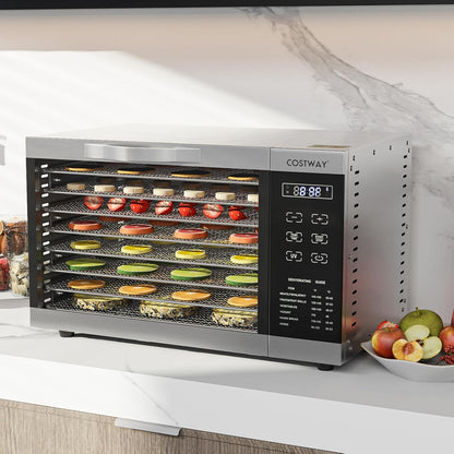 COSTWAY Dehydrator with 8 Grid Trays, 620W Dehydrator 30-70°C Temperature Control & 24H Timer, Overheating & Overload Protection, Food Dryer for Fruit, Meat, Vegetablesw