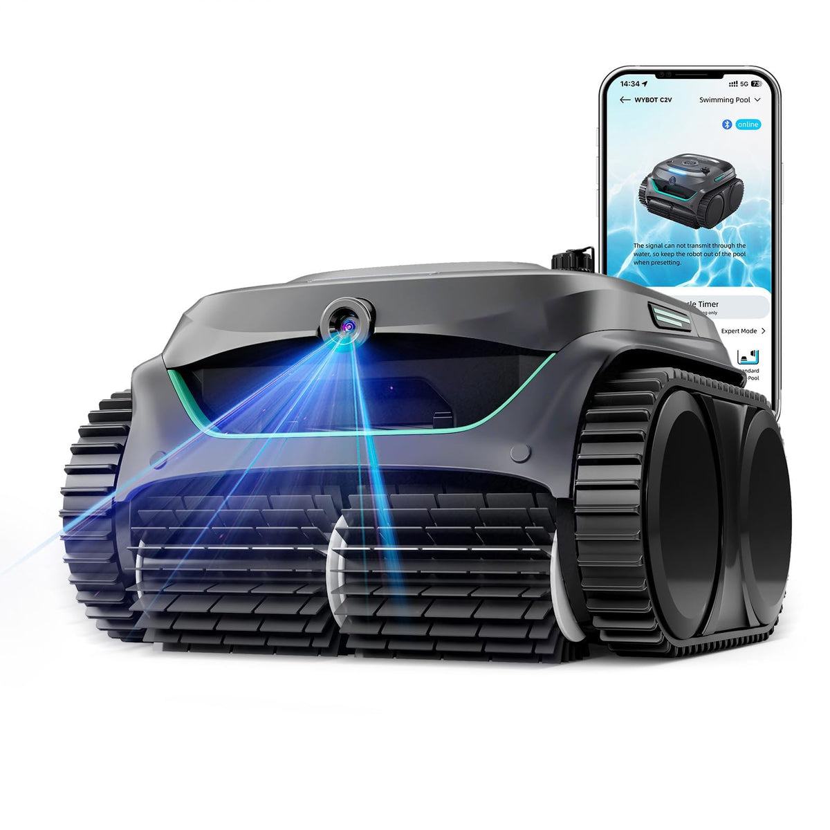 WYBOT C2 Vision AI Kabelloser Poolroboter, Akku, Boden & Wand, Zweischicht-Filter, starke Absaugung, bis 180㎡f