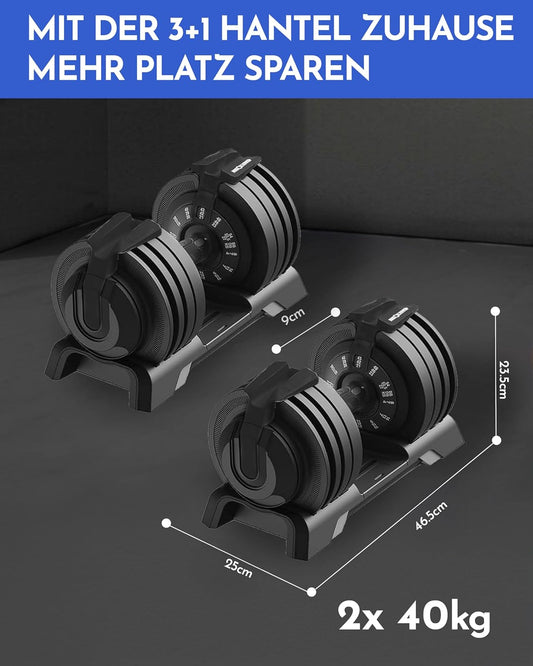 NEOLYMP Verstellbare Kurzhantel 2–40 kg mit Schnellverstellung, Einzelstückl