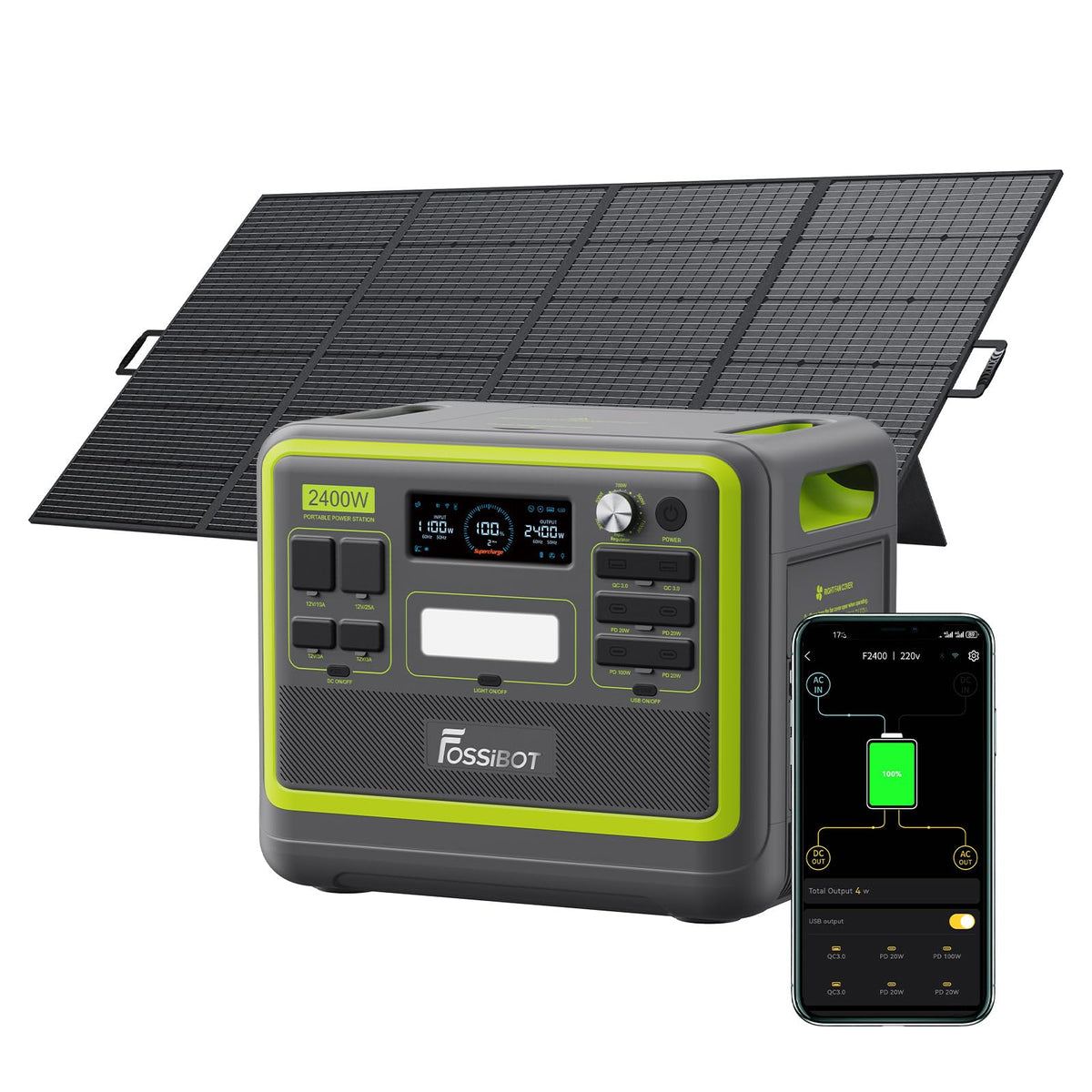 FOSSIBOT F2400 Solargenerator 2048Wh, 2400W (4800W Peak), AC-Ausgängef