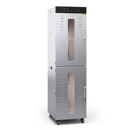 Klarstein Dörrautomat Edelstahl – 4.000-W-Dörrgerät, 48 Edelstahl-Einlegeböden, 30–90 °C, 24-Stunden-Timer, 6 Ventilatoren, 2 Trockenkammern, 50–55 dB, ideal für Obst, Gemüse, Fleisch, Kräuter, Silberw
