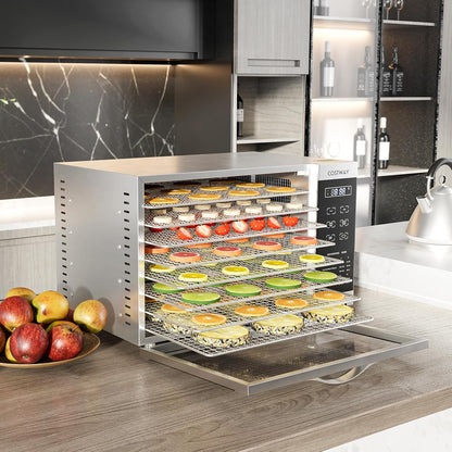 COSTWAY Dehydrator with 8 Grid Trays, 620W Dehydrator 30-70°C Temperature Control & 24H Timer, Overheating & Overload Protection, Food Dryer for Fruit, Meat, Vegetablesw