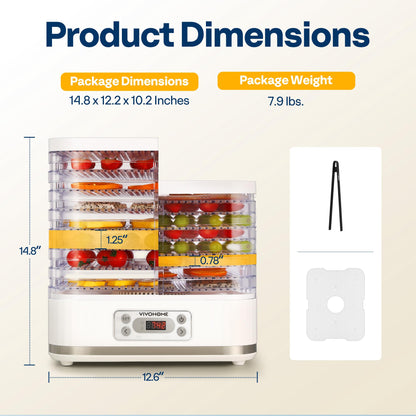 VIVOHOME Dörrautomat mit 8 Einlegefächern 400W BPA frei Dörrgerät mit Temperaturregler von 35°C bis 70°C inkl.72H Timer und Rezept für Fleisch,Obst,Haustier-Leckereienew