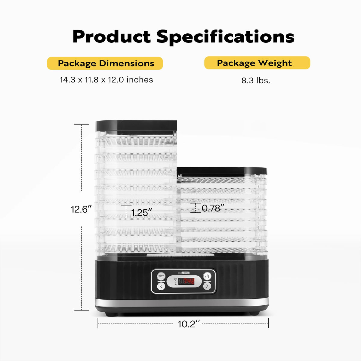 VIVOHOME Dörrautomat mit 8 Einlegefächern 400W BPA frei Dörrgerät mit Temperaturregler von 35°C bis 70°C inkl.72H Timer und Rezept für Fleisch,Obst,Haustier-Leckereienew