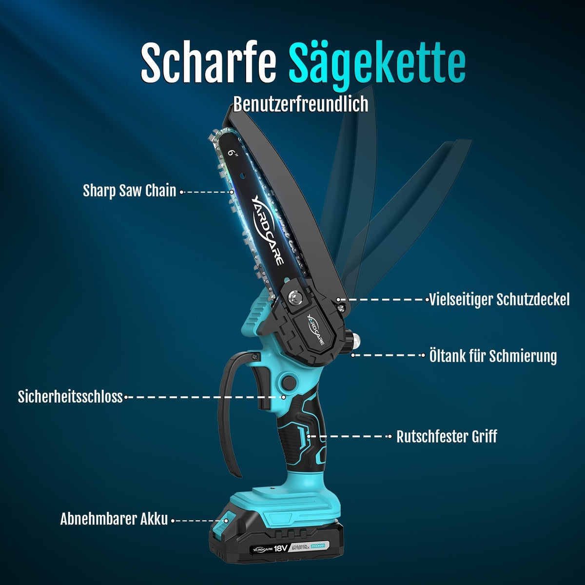 YARDCARE 6" bürstenlose Akku-Kettensägef