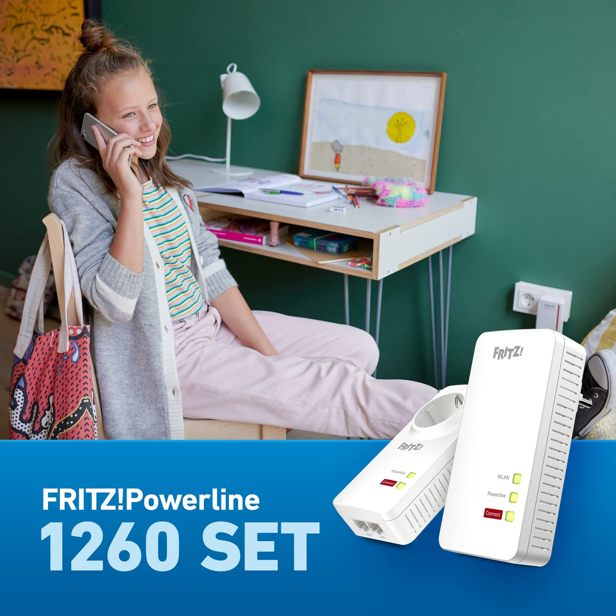 FRITZ!Powerline 1260/1220 Set – WLAN & 1.200 MBit/s für Streaming & NASw
