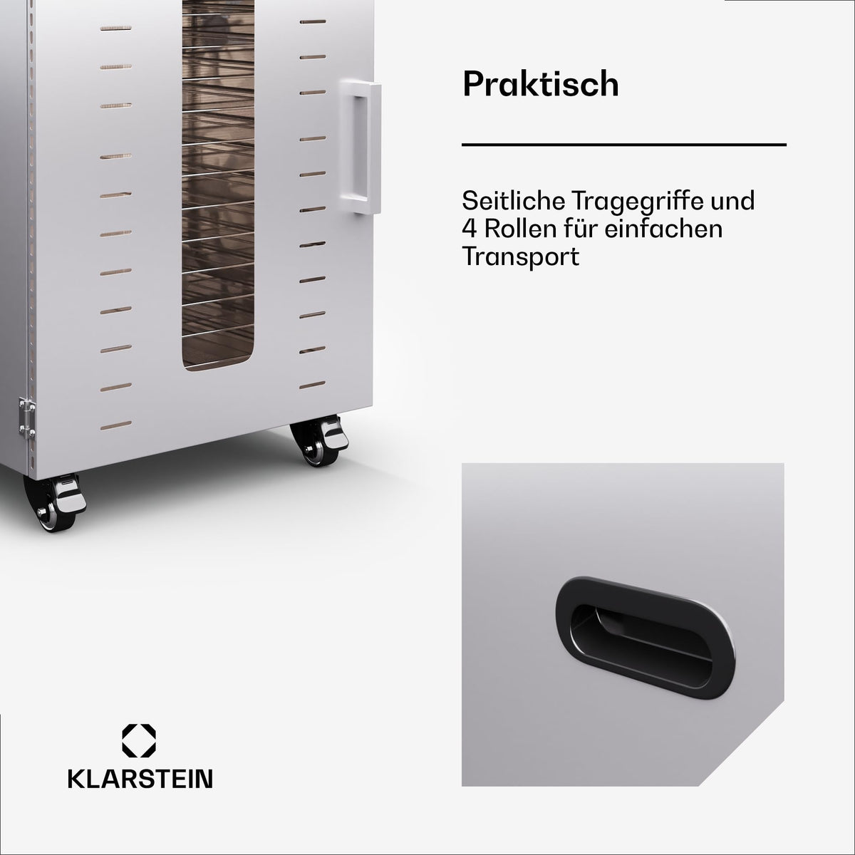 Klarstein Dörrautomat Edelstahl – 4.000-W-Dörrgerät, 48 Edelstahl-Einlegeböden, 30–90 °C, 24-Stunden-Timer, 6 Ventilatoren, 2 Trockenkammern, 50–55 dB, ideal für Obst, Gemüse, Fleisch, Kräuter, Silberw