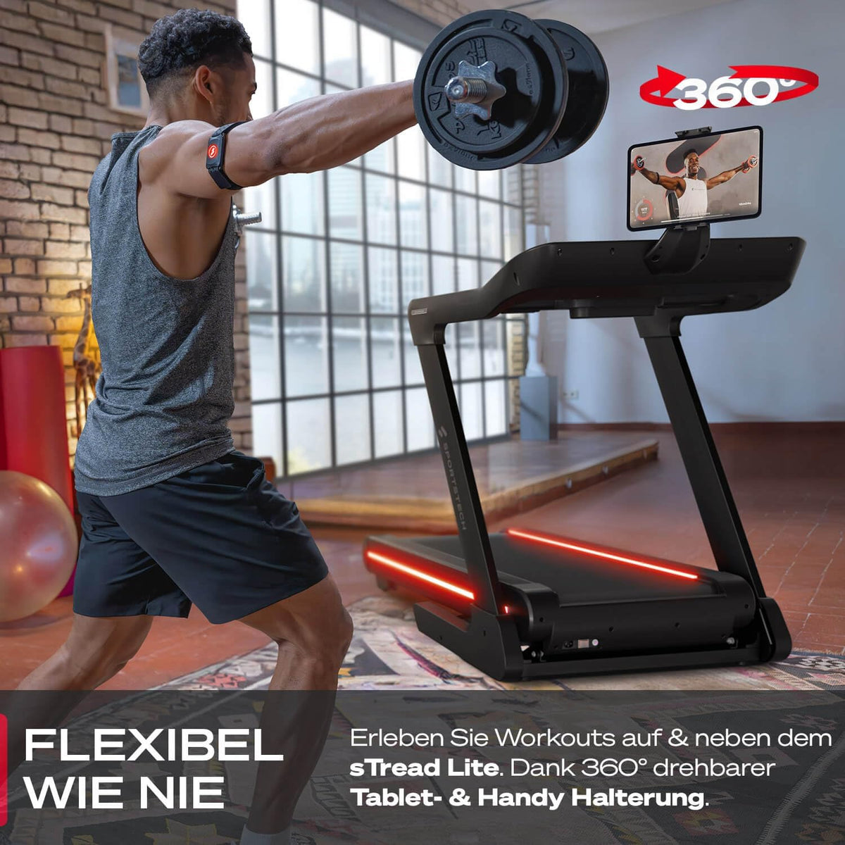Sportstech sTread Pro/Lite: Klappbares Laufband mit 20 km/h, 17 % Steigung und 7 PS Motorl