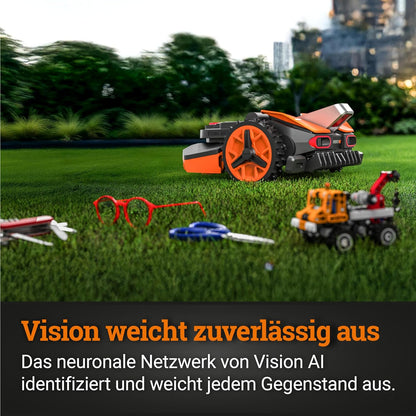WORX Vision L1600 Mähroboter 1600 m² ohne Kabel, KI & Igelschutzf