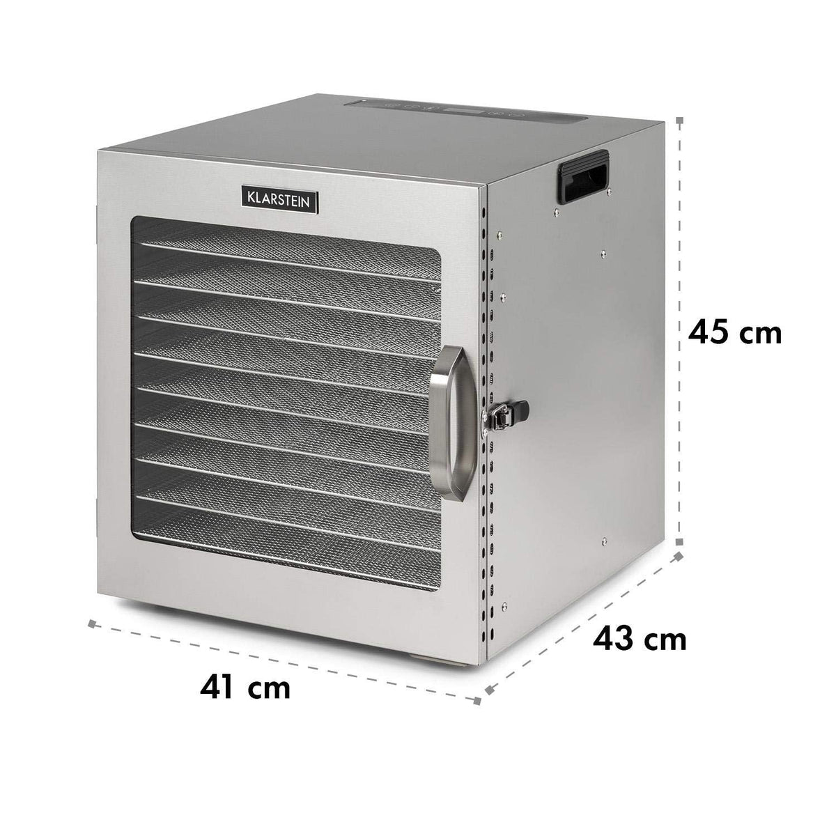 Klarstein Dörrgerät, Dörrautomat für Gemüse, Obst, Pilze & Fleisch, 1500W Edelstahl-Dörrautomat, Trockenautomat mit 16 Metallgitter, Dörrgerät mit 24H Timer & Touch-Display, Food Dehydratorw