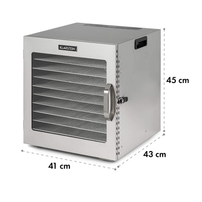 Klarstein Dörrgerät, Dörrautomat für Gemüse, Obst, Pilze & Fleisch, 1500W Edelstahl-Dörrautomat, Trockenautomat mit 16 Metallgitter, Dörrgerät mit 24H Timer & Touch-Display, Food Dehydratorw