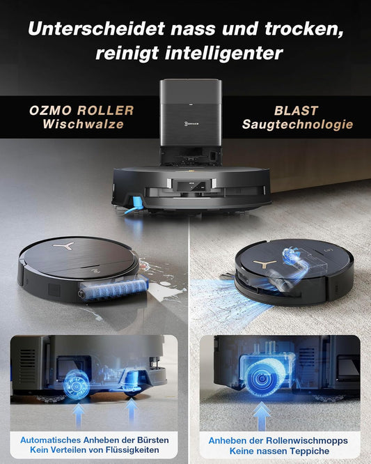 ECOVACS X9 PRO Omni, 16.600Pa, OZMO Roller, ZeroTangle 3.0, Heißwasser-Wischung, TruEdge 2.0, YIKO-GPTf