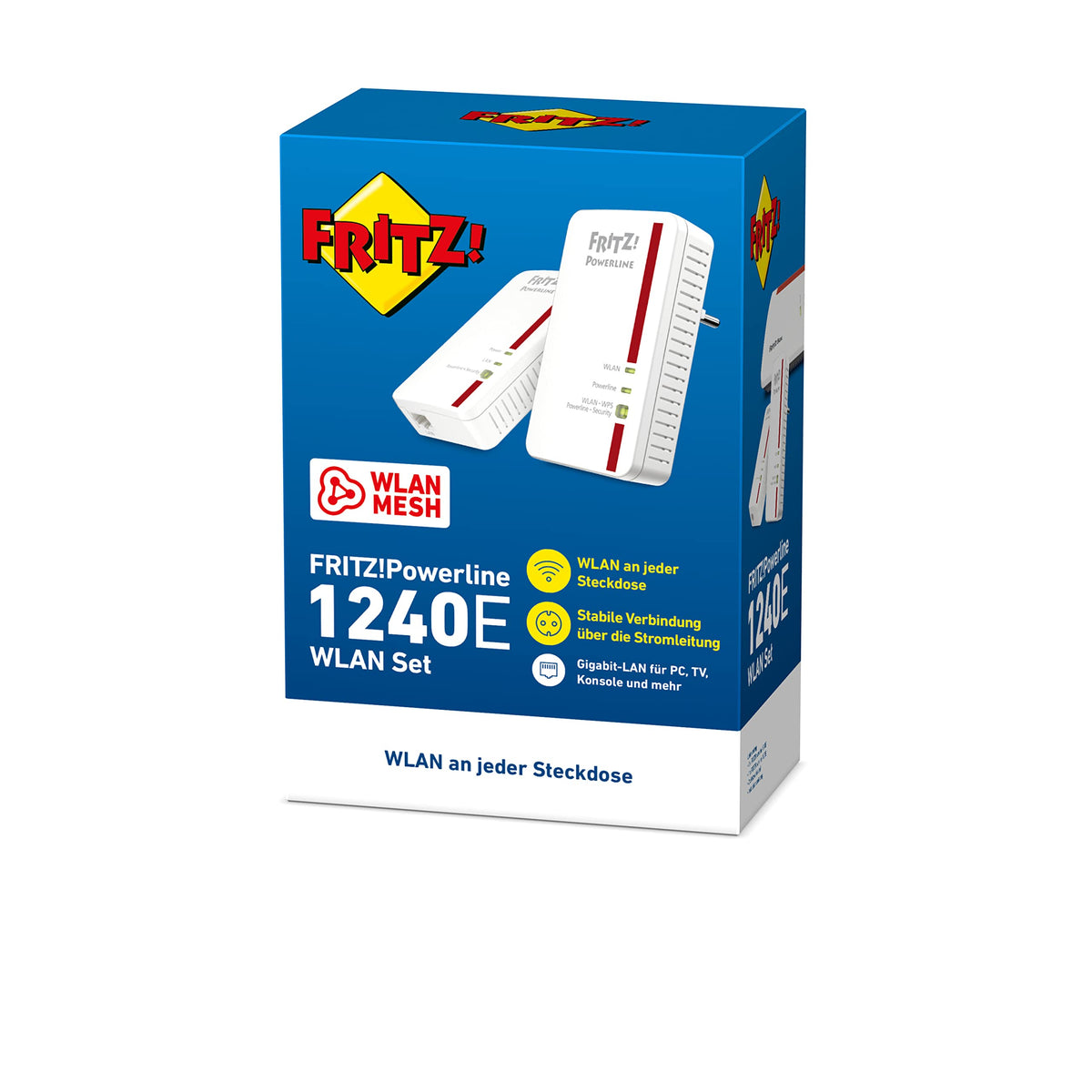 FRITZ!Powerline 1240E/1000E Set – WLAN & 1.200 MBit/s für Streaming & NASw