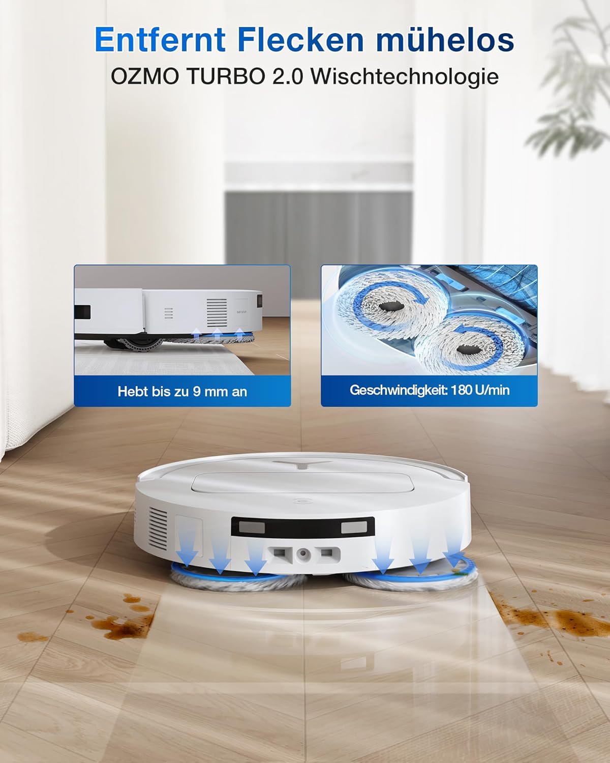 ECOVACS DEEBOT T50 Omni Saugroboter: 15.000 Pa, Heisswasser-Wischfunktion mit All-in-One Stationd
