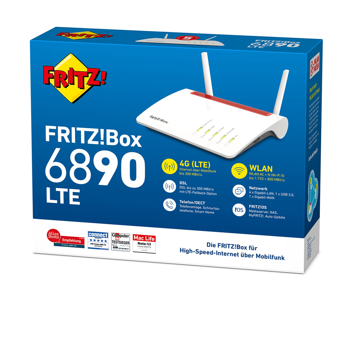 FRITZ!Box 6890 – LTE/DSL-Router mit WLAN AC+N, bis 300 MBit/s & 4x Gigabit-LANw