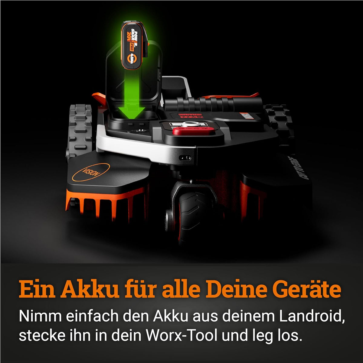 WORX Vision L1600 Mähroboter 1600 m² ohne Kabel, KI & Igelschutzf