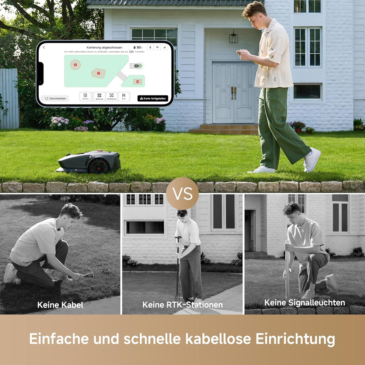 MOVA 1000 Mähroboter 1000 m², 3D-LiDAR & App-Steuerungf