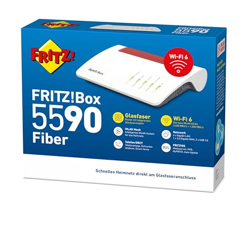 FRITZ!Box 5590 Fiber – Glasfaser-Router mit Wi-Fi 6, Mesh & 2.5-Gigabit-LANw