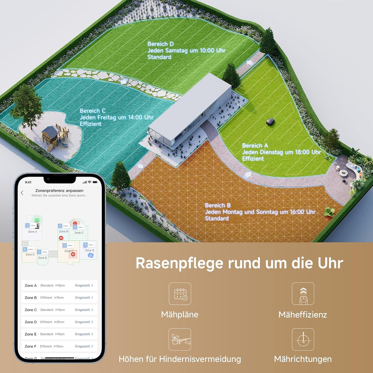 MOVA 1000 Mähroboter 1000 m², 3D-LiDAR & App-Steuerungf