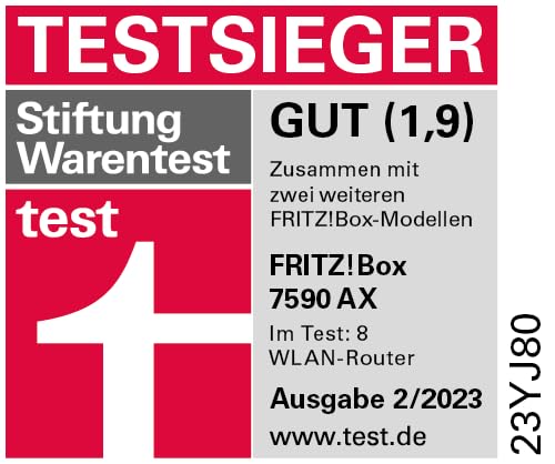 FRITZ!Box 7590 AX Exclusive – Wi-Fi 6 DSL-Router mit Mesh, DECT & USB-Stickw