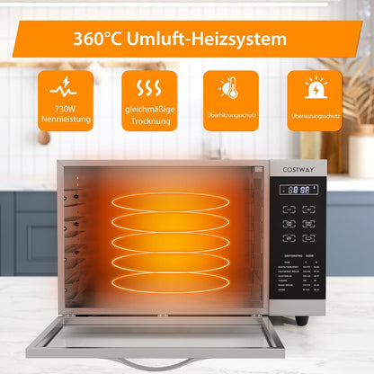 COSTWAY Dehydrator with 8 Grid Trays, 620W Dehydrator 30-70°C Temperature Control & 24H Timer, Overheating & Overload Protection, Food Dryer for Fruit, Meat, Vegetablesw