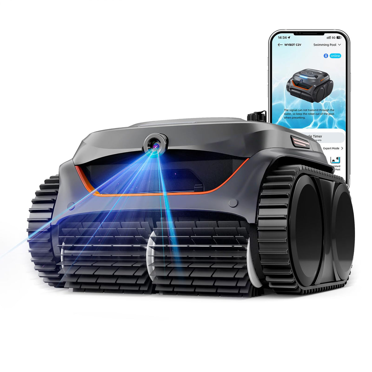 WYBOT C2 Vision AI Kabelloser Poolroboter, Akku, Boden & Wand, Zweischicht-Filter, starke Absaugung, bis 180㎡f