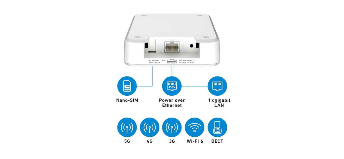 FRITZ!Box 6860 5G – Mobilfunk-Router mit Wi-Fi 6, PoE+, DECT & IP65-Gehäusew