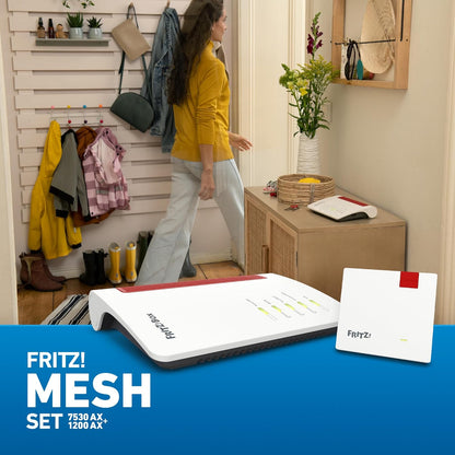 FRITZ!Mesh Set – 7530 AX Wi-Fi 6 Router + 1200 AX Repeater, bis 2.400 MBit/sw