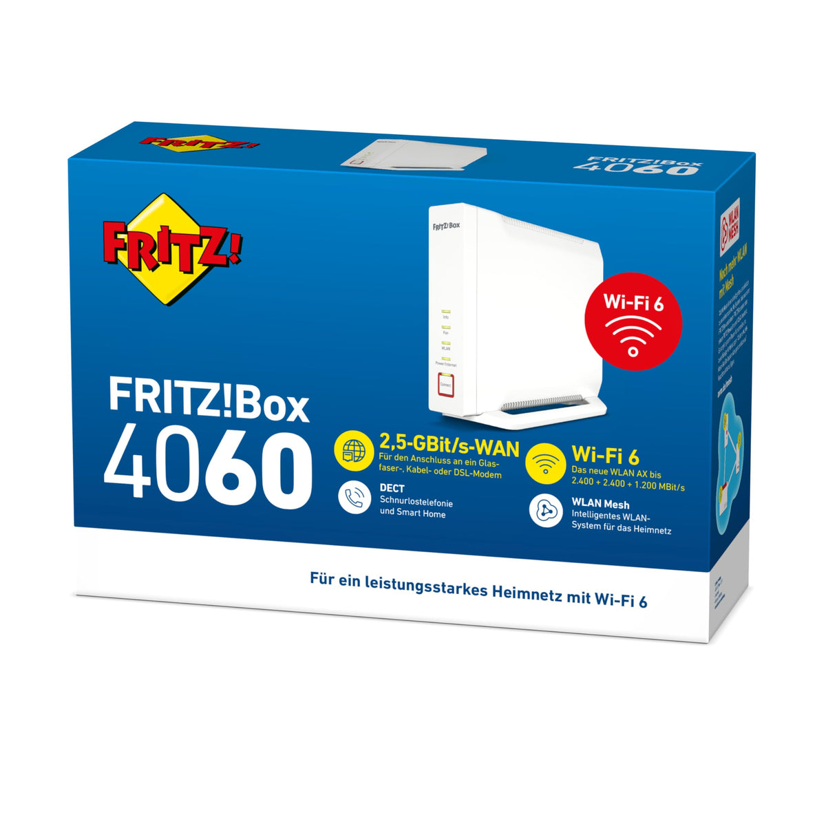 FRITZ!Box 4060 – Wi-Fi 6 Mesh Router mit 4.800 MBit/s, DECT & USB 3.0w