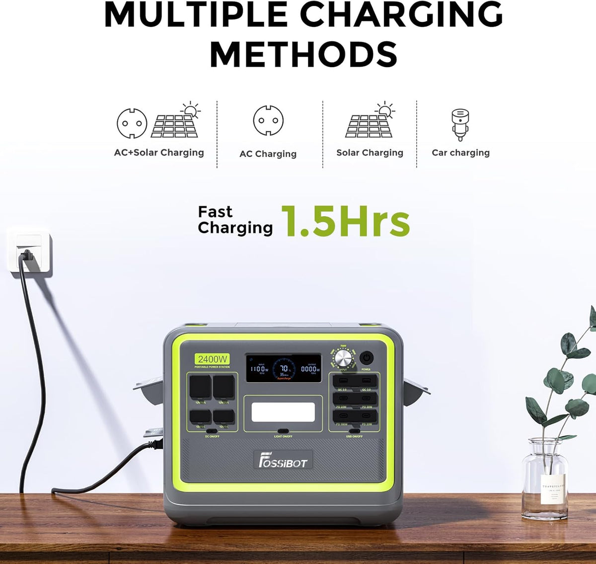FOSSiBOT F2400 Powerstation 2048Wh, 2400W (4800W Peak), 3 AC Ausgängef
