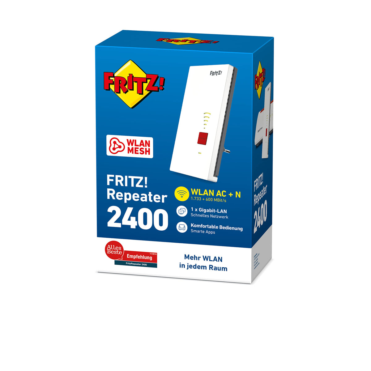FRITZ!Repeater 2400 – Dual-WLAN AC+N Repeater mit bis zu 1.733 MBit/s & LANw