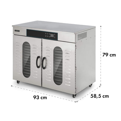 Klarstein Dörrautomat Edelstahl – 4.000-W-Dörrgerät, 48 Edelstahl-Einlegeböden, 30–90 °C, 24-Stunden-Timer, 6 Ventilatoren, 2 Trockenkammern, 50–55 dB, ideal für Obst, Gemüse, Fleisch, Kräuter, Silberw