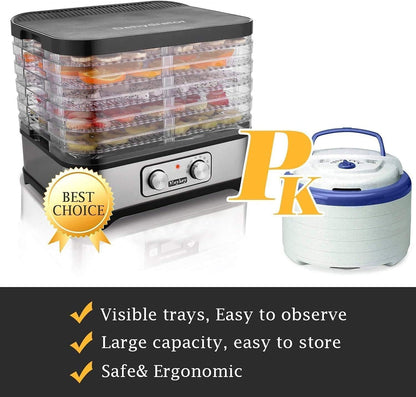 Dehydrator Dehydrator with Temperature Control, 8 Levels Removable Dehydrator, Temperature Control 35-70°C for Meat, Fruits, Vegetables and Nuts, 400 W, Button, BPA-Freew
