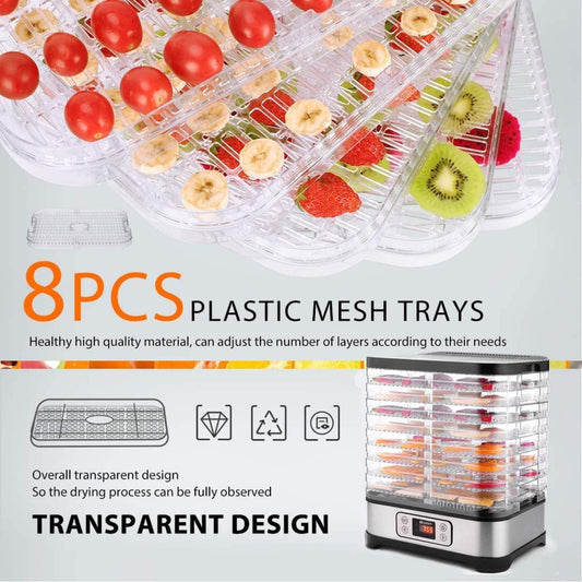 COOCHEER Dörrautomat Dehydrator Dörrapparat mit Temperaturregelung, 8 Etagen abnehmbare Dörrgerät, Temperaturregelung 35-70℃ für Fleisch, Fleisch, Früchte, Gemüse und Nüsse, 400W, BPA-freiw