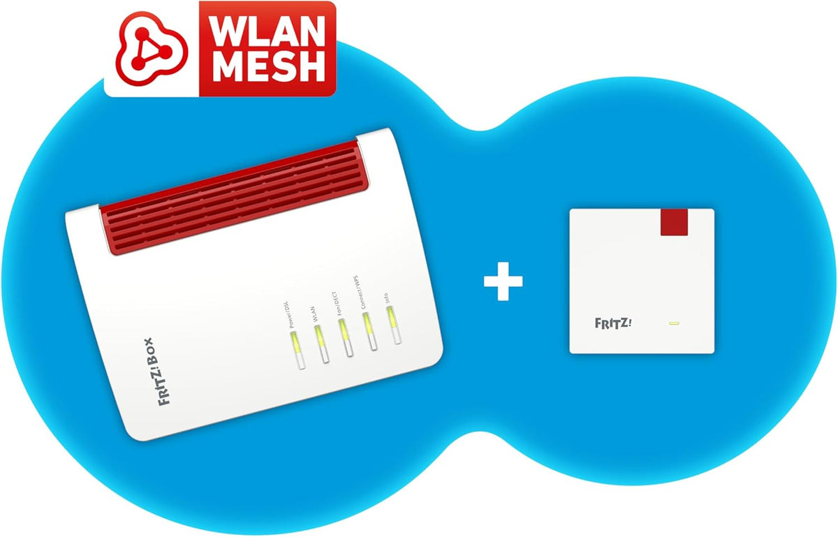 FRITZ!Mesh Set – 7530 AX Wi-Fi 6 Router + 1200 AX Repeater, bis 2.400 MBit/sw