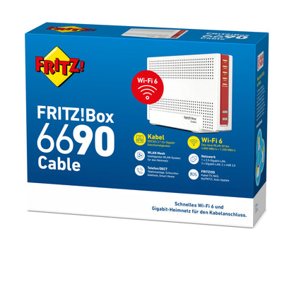 FRITZ!Box 6690 Cable – Wi-Fi 6 Kabelrouter mit DOCSIS 3.1, DECT & USB 3.0w