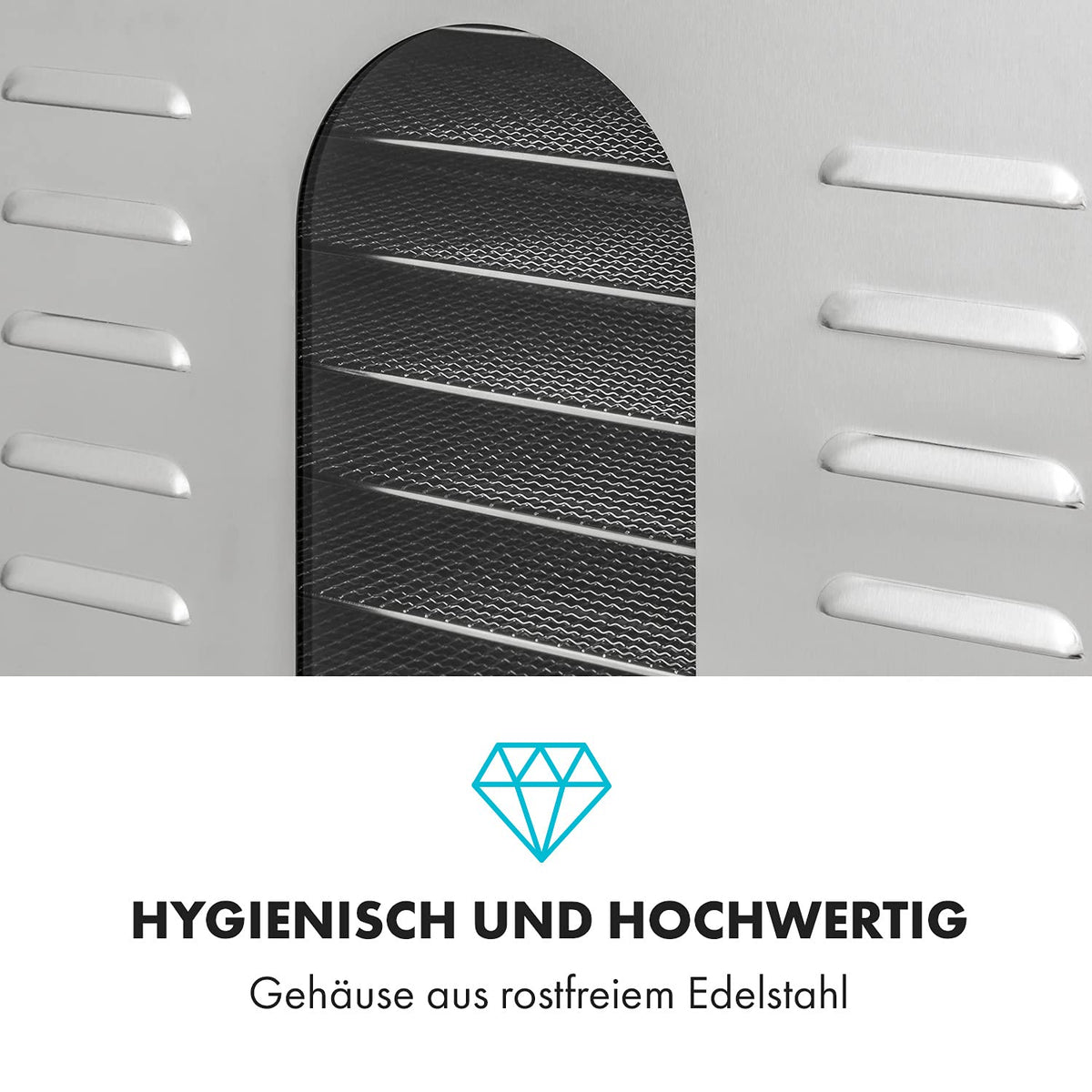 Klarstein Dörrautomat Edelstahl – 4.000-W-Dörrgerät, 48 Edelstahl-Einlegeböden, 30–90 °C, 24-Stunden-Timer, 6 Ventilatoren, 2 Trockenkammern, 50–55 dB, ideal für Obst, Gemüse, Fleisch, Kräuter, Silberw