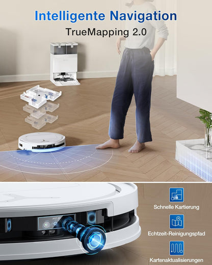 ECOVACS DEEBOT T50 Omni Saugroboter: 15.000 Pa, Heisswasser-Wischfunktion mit All-in-One Stationd