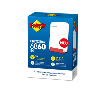 FRITZ!Box 6860 5G – Mobilfunk-Router mit Wi-Fi 6, PoE+, DECT & IP65-Gehäusew