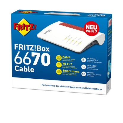 FRITZ!Box 6670 Cable – Wi-Fi 7 Kabelrouter mit DOCSIS 3.1, Zigbee & 2.5-Gbit-LANw