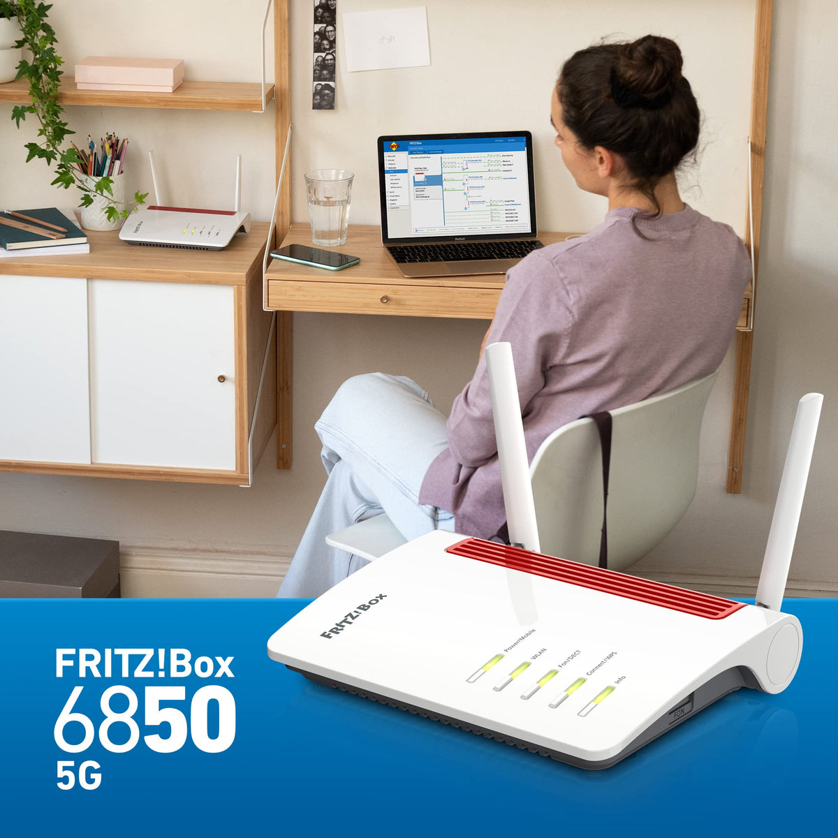 FRITZ!Box 6850 5G – LTE/5G-Router mit WLAN AC+N, DECT, USB 3.0 & 4x LANw