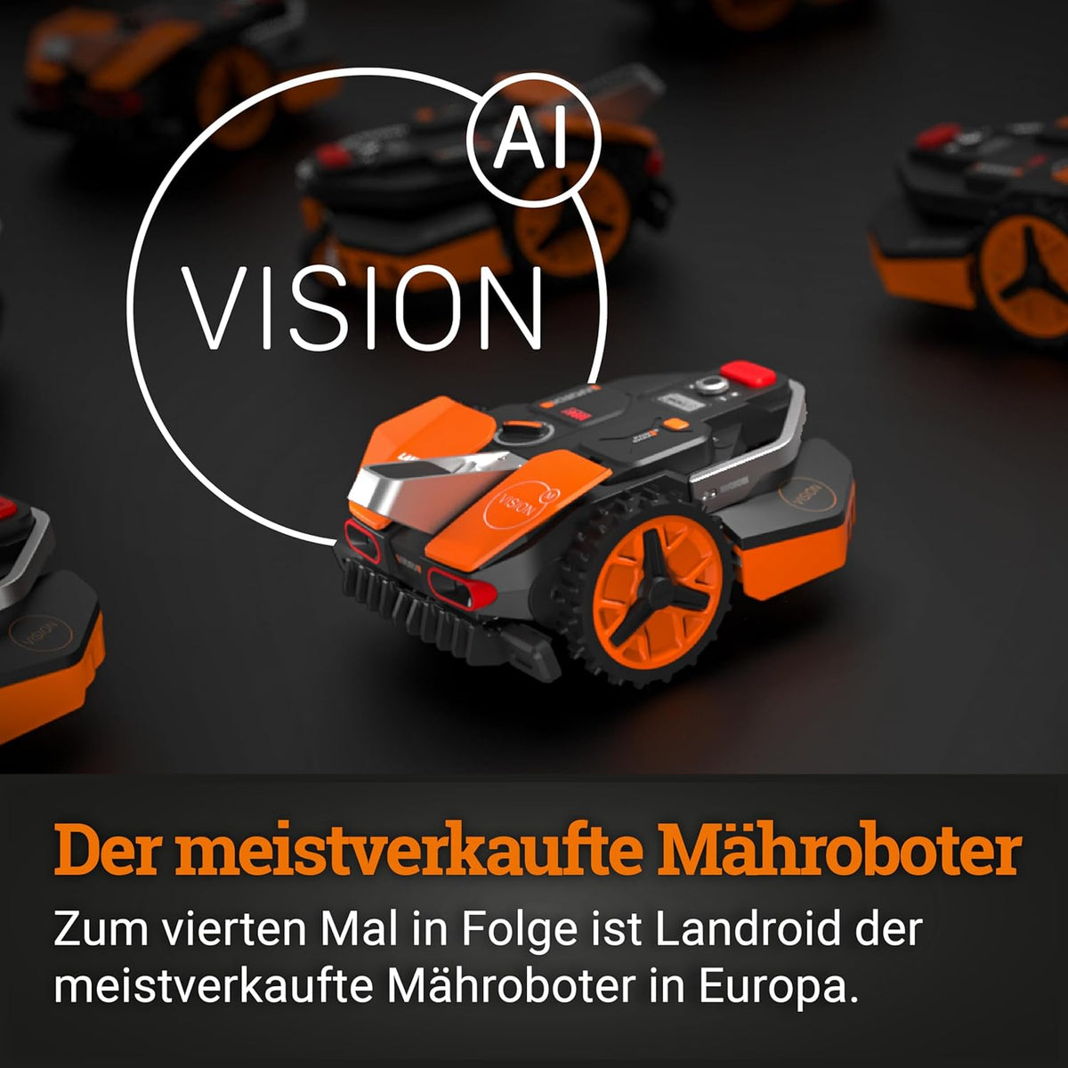 WORX Vision M800 Mähroboter 800 m² ohne Kabel, KI & Igelschutzf