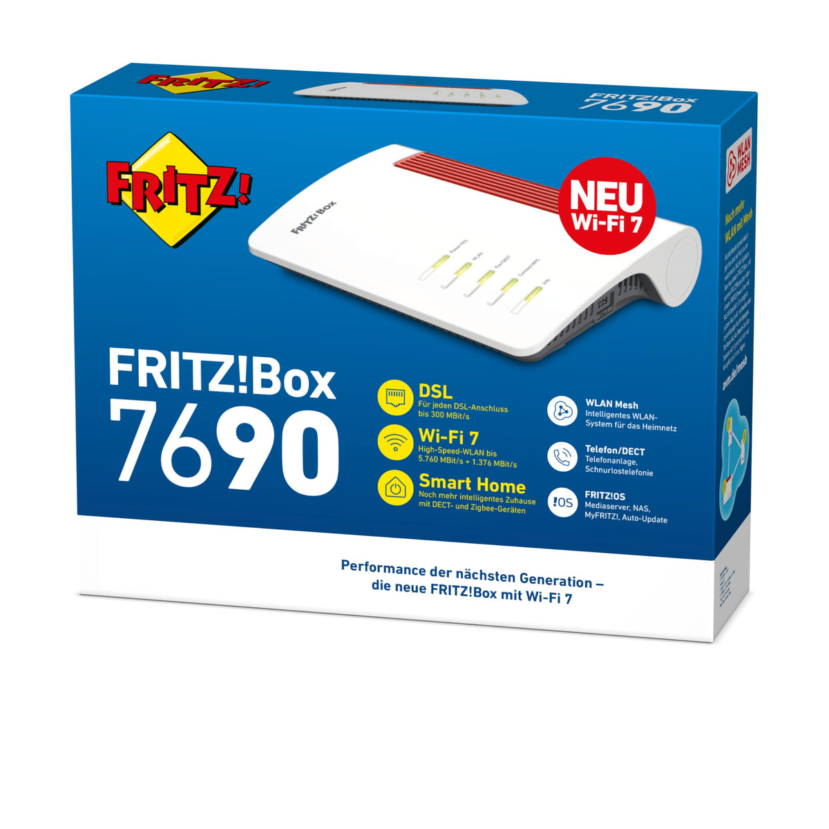 FRITZ!Box 7690 – Wi-Fi 7 DSL-Router mit Supervectoring, Mesh & DECT-Basisw