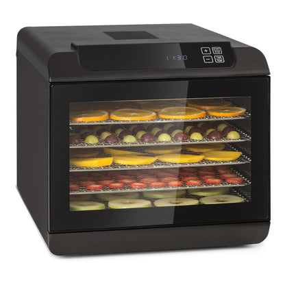 Klarstein Arizona Jerky Dörrautomat - Dörrgerät, Dehydrator, trocknet Obst, Fleisch und Früchte, 500 Watt, 35-70°C, 6 spülmaschinenfeste Einlagefächer, kurze Trockenzeit, Touch-Display, schwarzw