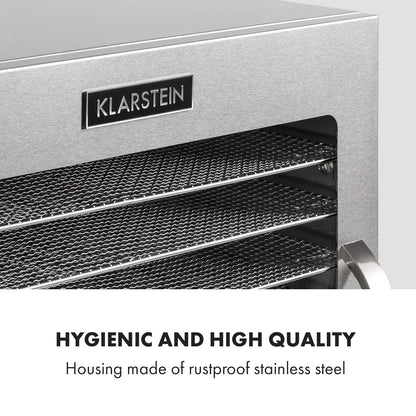 Klarstein Dörrgerät, Dörrautomat für Gemüse, Obst, Pilze & Fleisch, 1500W Edelstahl-Dörrautomat, Trockenautomat mit 16 Metallgitter, Dörrgerät mit 24H Timer & Touch-Display, Food Dehydratorw